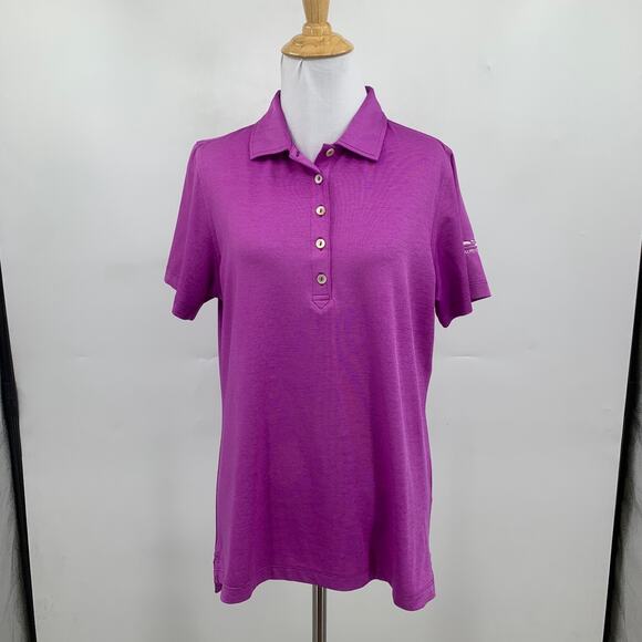 Peter Millar Shirt Womens L Large Berry 5 Button Placket Performance *Logo - Picture 2 of 10